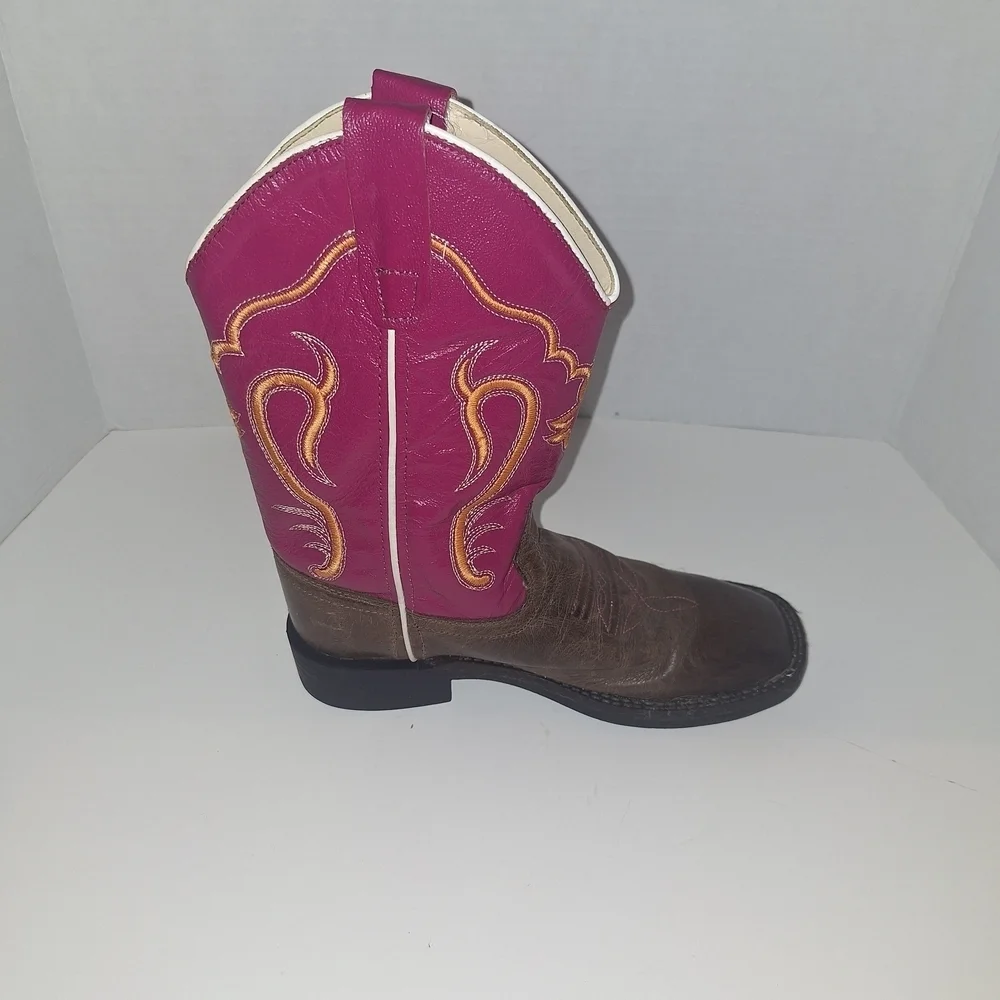 Old West Kids Boots in Brown and Pink